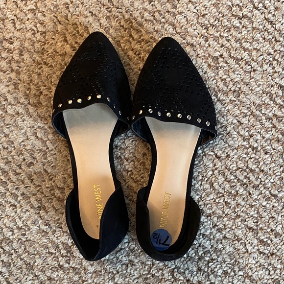 Nine West Shoes - Nine West Black Cutout Flats with Stud Accents
